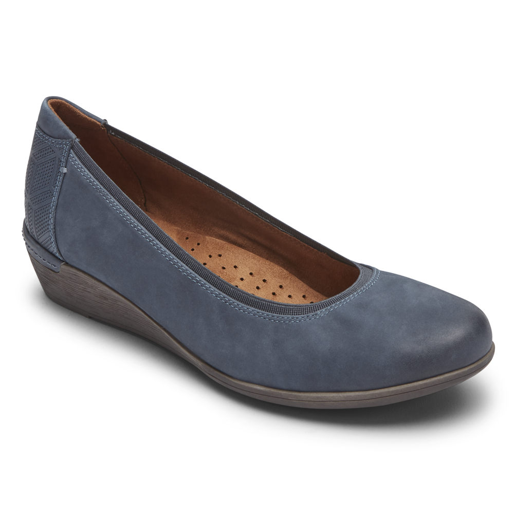 Rockport Singapore Womens Pumps - Cobb Hill Devyn Wedge Blue - AL4987123